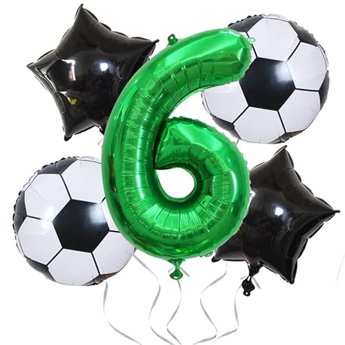 Fußball Luftballon Set, Schwarz Grün Fußball Deko Geburtstag, Folienballons Fussball, Fussball Party WM Thema Partyzubehör Fussball Luftballons für 6 Jahre Alt Kinder Junge Geburtstag Party Dekoration von Bkemkri