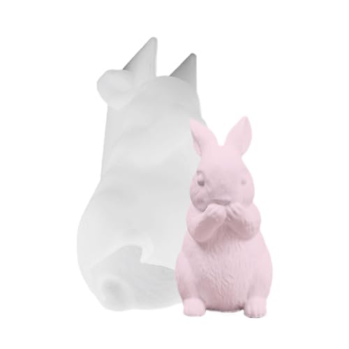 Bkljkf 2 Stück Ostern Kaninchen Silikonform, Ostern Kaninchen Silikonformen Gießformen, Silikon Kerzenform 3D Osterhase Kerzenformen Seifenform, Kaninchen Gießformen Silikon für Seife, Kerzen von Bkljkf