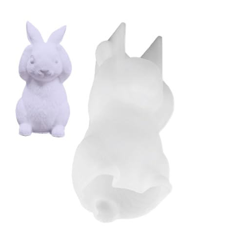 Bkljkf 2 Stück Ostern Kaninchen Silikonform, Ostern Kaninchen Silikonformen Gießformen, Silikon Kerzenform 3D Osterhase Kerzenformen Seifenform, Kaninchen Gießformen Silikon für Seife, Kerzen von Bkljkf