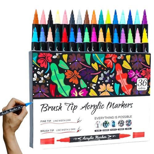 Bkljkf Acryl-Marker, Acryl-Farbstifte und Marker,Wasserfeste Acrylstifte mit doppelter Spitze zum Malen für Kinder und Erwachsene - Zweifarbiges Must-Have für Lehrer, Malutensilien für Stein, Glas, von Bkljkf