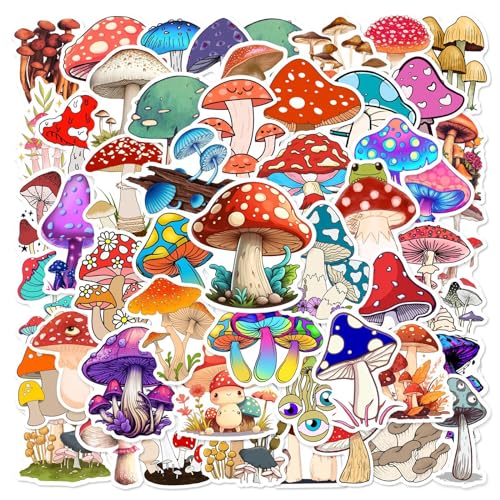 50 stück Aufkleber Pack Graffiti Decal Vinyl Sticker Kawaii Cartoon Aufkleber für Wasserflaschen Niedliche Pilz Aufkleber zur Dekoration Laptop Gepäck Skateboard Auto Fahrrad Handyhülle von Bkrdty