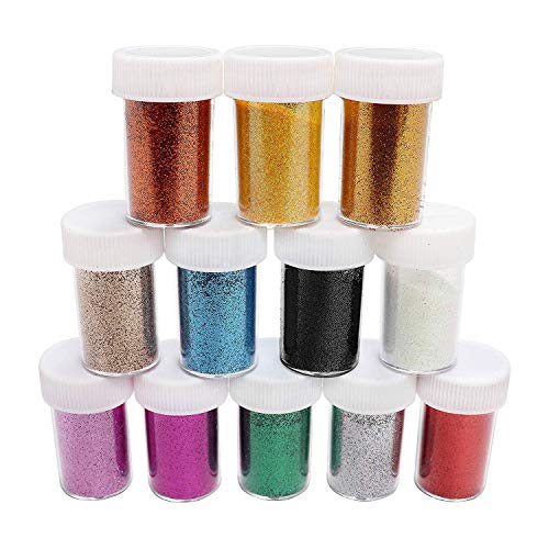 Bkrdty Feiner Glitzer 12 Pack Glitzerpuder Multi-Coloured Glitzerpuder für Festivals Gesicht & Nägel und Kinder Aktivitäten, Rot von Bkrdty