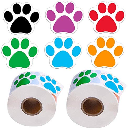 Hunde Pfoten Druck Aufkleber 2 Rolle Pfotenaufkleber 1000 stück Bunte Bärentatze Etiketten Aufkleber für Scrapbook Craft Labels Wandtattoos Dekoration von Bkrdty