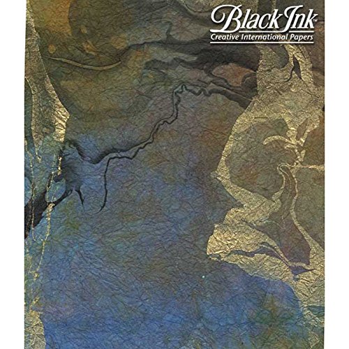 Black Ink Thai Momi - Kozo Faserpapier - Blau/Gold/Oliv - 61 cm x 91 cm von Black Ink