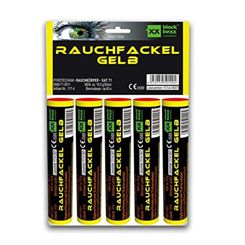 Blackboxx Fireworks Rauchfackel, 5er Pack (Gelb) von Blackboxx Fireworks