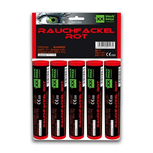 Blackboxx Fireworks Rauchfackel, 5er Pack (Rot) von Blackboxx Fireworks