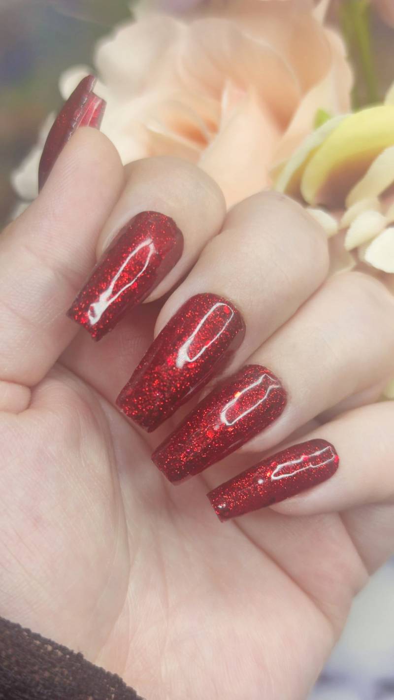 Press On Nails Ballerina, , Red Glitter'' von Blackdiamontbynadine