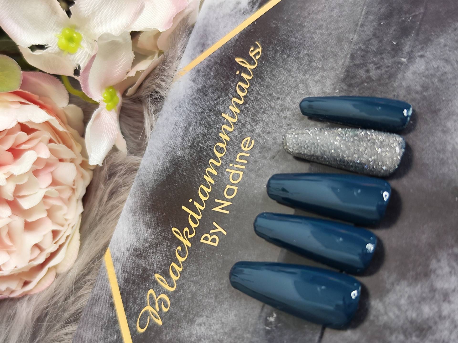 Press On Nails Gelnägel. Künstliche Nägel Handgefertigt Ballerina Brina von Blackdiamontbynadine