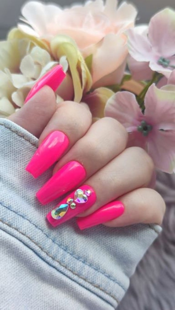 Press On Nails Gelnägel. Künstliche Nägel Handgefertigt Ballerina Neon von Blackdiamontbynadine