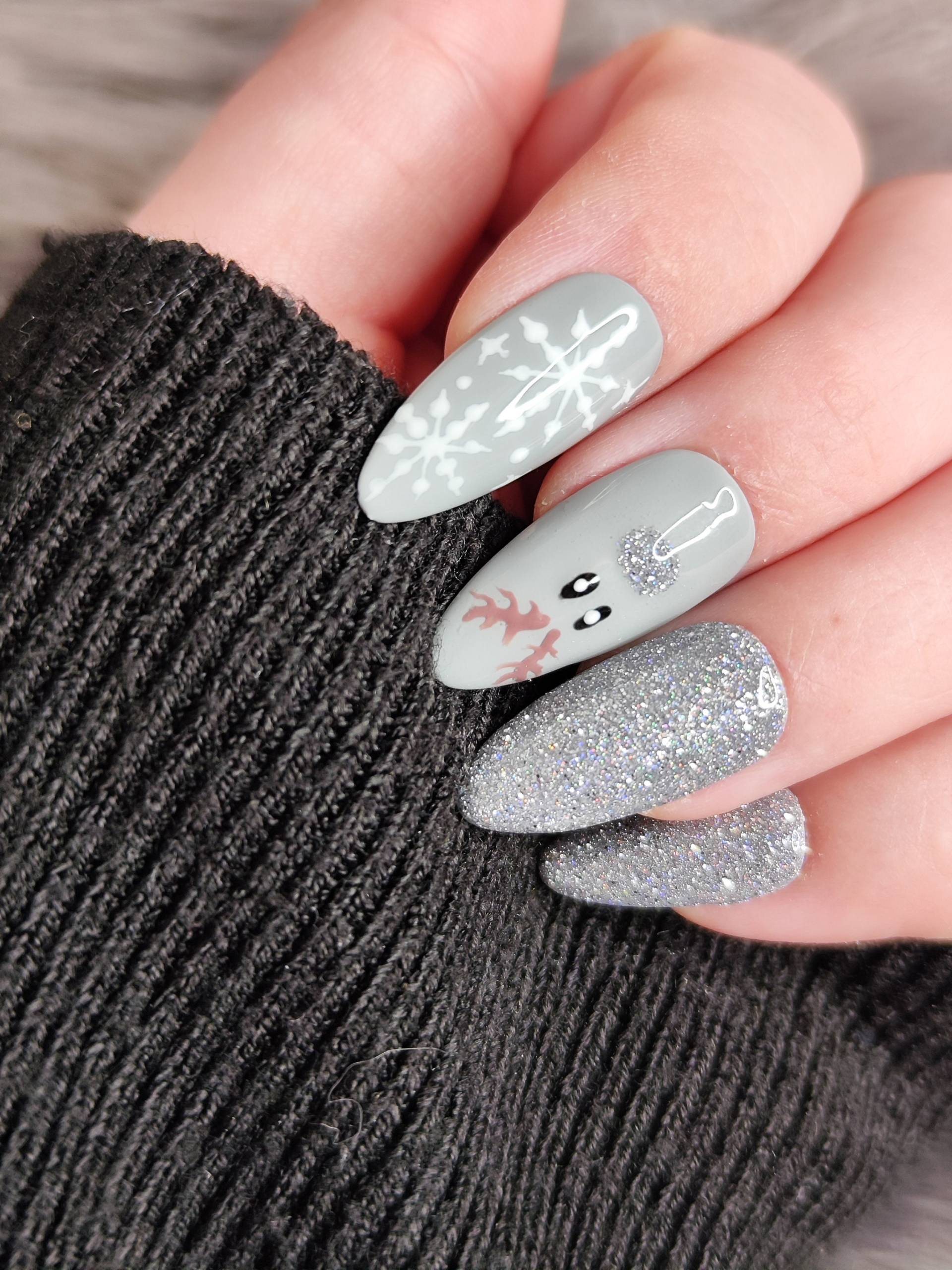 Press On Nails Gelnägel. Künstliche Nägel Handgefertigt Mandel , , Winterwonder "' von Blackdiamontbynadine