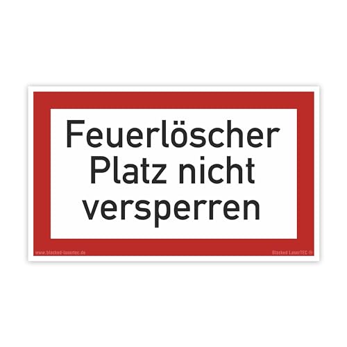 Hinweisschild - Feuerlöscher - Brandschutzeinrichtung - DIN 4066 - Schild Für Innen und Aussen - PVC Aufkleber - selbstklebend - 120x200mm (Feuerlöscher Platz nicht versperren) von Blacked LaserTEC