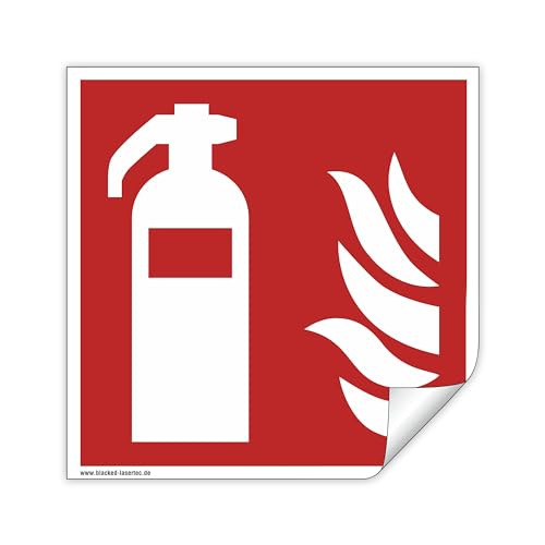 Schild Feuerlöscher F001 - ASR A1.3 - DIN EN ISO 7010 - Brandschutzzeichen für Innen und Aussen - PVC Aufkleber - selbstklebend (5, 50x50mm) von Blacked LaserTEC