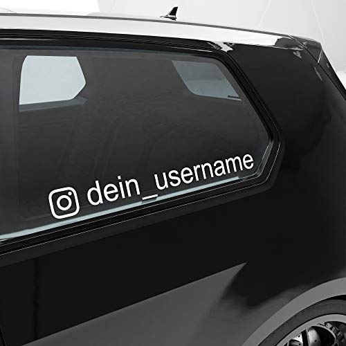 Blackshell® Wunschtext Aufkleber Auto Dein Username mit Glyphe - Instagram Aufkleber selbst gestalten, Auto Sticker - 15cm bis 124cm Länge - Auto Aufkleber Buchstaben Aufkleber car Sticker von Blackshell