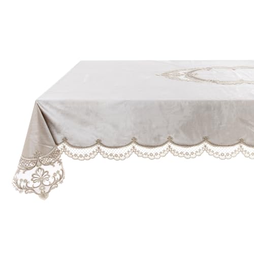 Blanc Mariclò Rechteckige Tischdecke aus Samt und goldener Spitze „Barock“ Shabby Chic 160x300 cm von Blanc Mariclò