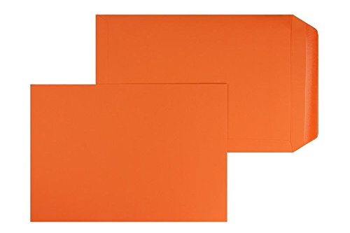 Blanke Briefhüllen, Farbige Versandtaschen, Nassklebung, Gerade Klappe, Ohne Fenster, 220 x 312 mm, 120 g/qm Offset, 100 Stück, Orange (Nektarine) von Blanke Briefhüllen