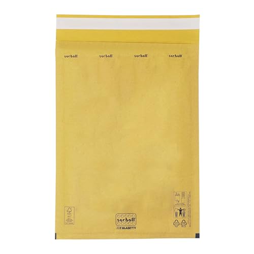 BLASETTI - Gepolsterte Beutel - SACBOLL FG Luftpolsterbeutel aus FSC-zertifiziertem braunem Papier. Ideal für den Versand, Packung mit 10 Stück, Format 220x230 mm von Blasetti