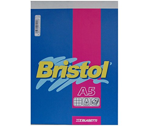 Blasetti Bristol Notizblock - Notizblock mit Heftklammern, Karos, Ideal für Notizen, A5-Format (15cm x 21cm) – Lineatur 5M (5mm) ohne Rand. Packung mit 10 Stück von Blasetti