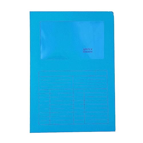 Blasetti Dokumentenmappen mit Fenster - SINTEX HELLBLAU Dokumentenordner für Büro, Format A4, Farbe Hellblau, Packung mit 50 Stück, 120 g/m² Papier, Auf zwei Seiten offen. von Blasetti