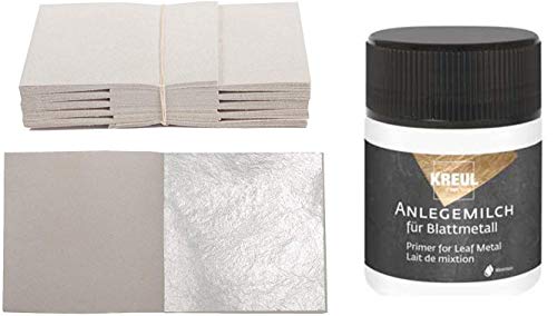 100 Blatt Echtes Blattsilber 5 cm x 5 cm Echt Silber 925 zum Versilbern & Basteln Silberblatt Silberfolie Kunsthandwerk Art Dekoration Restaurierung Möbel + 1 x KREUL Anlegemilch Kleber 50ml 100 Blatt Echtes Blattsilber 5 cm x 5 cm Echt Silber 925 zum Versilbern & Basteln Silberblatt Silberfolie Kunsthandwerk Art Dekoration Restaurierung Möbel + 1 x KREUL Anlegemilch Kleber 50ml von Blattgold-Blattsilber