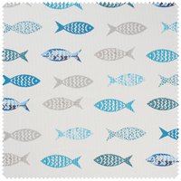 Baumwoll-Stoff "Fische", Acryl beschichtet von Blau