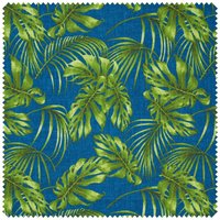 Motiv-Stoff Leinenoptik "Blue Monstera Jungle" von Blau