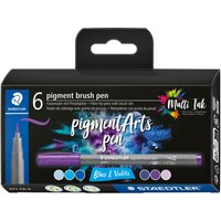 STAEDTLER Pigment brush pen, 6er-Set - Blues & Violets von Staedtler