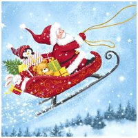 Serviette "Schlittenfahrt mit Santa" von Paper+Design