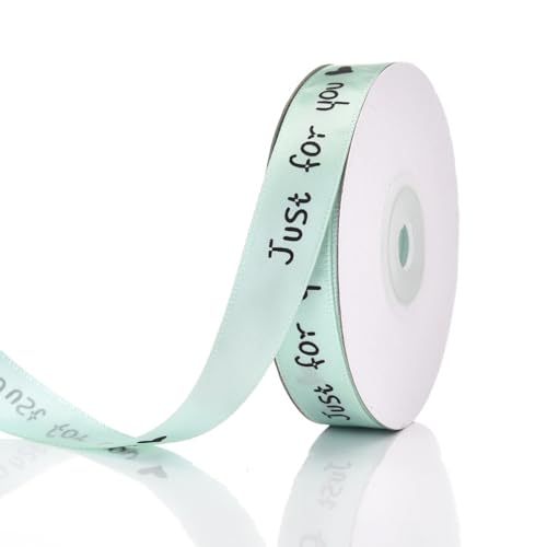 1 Rolle Satinband,“Just for you” Geschenkband,Satin Dekoband Schleifenband Deko Band Seidenband Stoffband für Valentinstag Verpackung von Geschenk Blumen Kuchen,Blau,1.5 cm x 25 Yards von Blausky