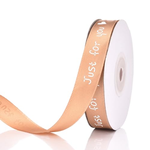 1 Rolle Satinband,“Just for you” Geschenkband,Satin Dekoband Schleifenband Deko Band Seidenband Stoffband für Valentinstag Verpackung von Geschenk Blumen Kuchen,Gold,1.5 cm x 25 Yards von Blausky