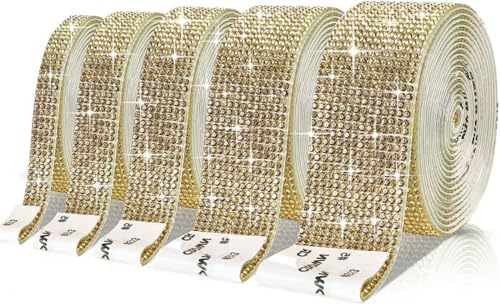 1 Rollen Selbstklebend Strassband,Glitzerband,Strass Bling Band Diamant Aufkleber,Glitzersteine für Kunsthandwerk DIY Hochzeit Party Dekoration,Gelb,8 Reihen (Breite 1,8 cm) von Blausky