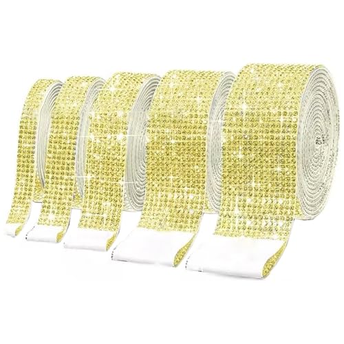 1 Rollen Selbstklebend Strassband,Glitzerband,Strass Bling Band Diamant Aufkleber,Glitzersteine für Kunsthandwerk DIY Hochzeit Party Dekoration,Hellgelb,11 Reihen (Breite 2,45 cm) von Blausky