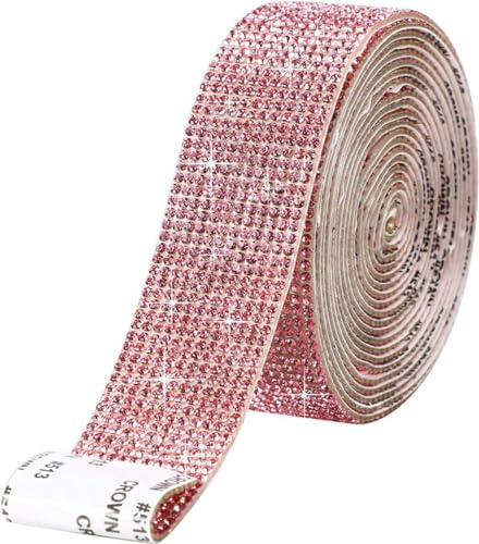 1 Rollen Selbstklebend Strassband,Glitzerband,Strass Bling Band Diamant Aufkleber,Glitzersteine für Kunsthandwerk DIY Hochzeit Party Dekoration,Hellrosa,5 Reihen (Breite 1,1 cm) von Blausky