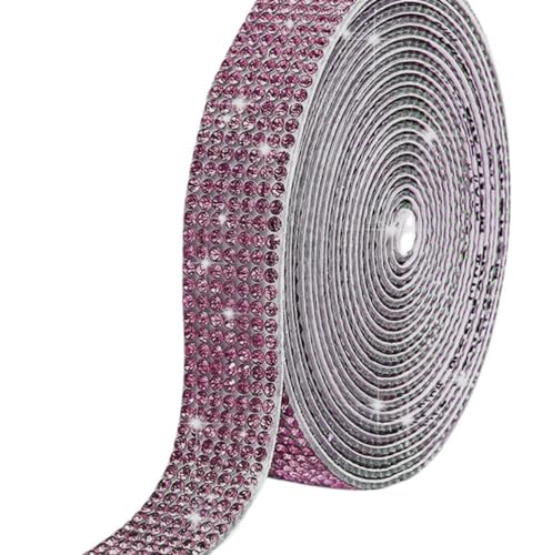 1 Rollen Selbstklebend Strassband,Glitzerband,Strass Bling Band Diamant Aufkleber,Glitzersteine für Kunsthandwerk DIY Hochzeit Party Dekoration,Hellviolett,11 Reihen (Breite 2,45 cm) von Blausky