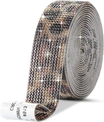 1 Rollen Selbstklebend Strassband,Glitzerband,Strass Bling Band Diamant Aufkleber,Glitzersteine für Kunsthandwerk DIY Hochzeit Party Dekoration,Leopard,11 Reihen (Breite 2,45 cm) von Blausky