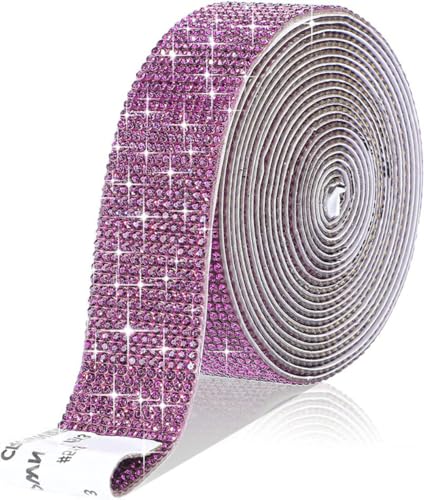 1 Rollen Selbstklebend Strassband,Glitzerband,Strass Bling Band Diamant Aufkleber,Glitzersteine für Kunsthandwerk DIY Hochzeit Party Dekoration,Lila,10 Reihen (Breite 2,2 cm) von Blausky