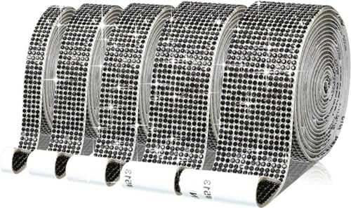 1 Rollen Selbstklebend Strassband,Glitzerband,Strass Bling Band Diamant Aufkleber,Glitzersteine für Kunsthandwerk DIY Hochzeit Party Dekoration,Schwarz,11 Reihen (Breite 2,45 cm) von Blausky