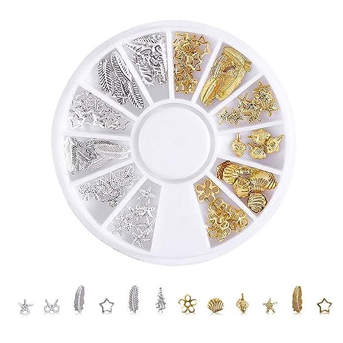 1 Schachtel 3D Nagel Pailletten,Unregelmäßige Nagel Perlen,Stern Mond Metall Glitter Pailletten,Multi Shapes Nagel Kunst Dekorationen,Nagel-Charms,für Manicure DIY Crafts Jewelry Accessories,Gold 8 von Blausky