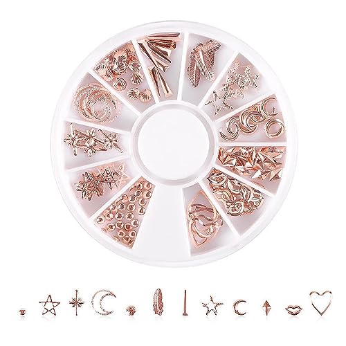 1 Schachtel 3D Nagel Pailletten,Unregelmäßige Nagel Perlen,Stern Mond Metall Glitter Pailletten,Multi Shapes Nagel Kunst Dekorationen,Nagel-Charms,für Manicure DIY Crafts Jewelry Accessories,Rosa 1 von Blausky