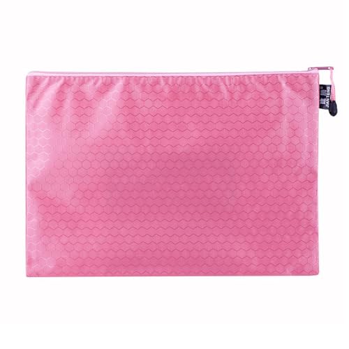 1 Stück Dokumententasche mit Fußballmuster,Canvas-Tasche Schreibwarentasche Wasserdichte Reißverschlusstasche zum Datei Papier Kosmetik Stift für Schule Zuhause Büro Reisen,Pink-A4(34x24cm) von Blausky