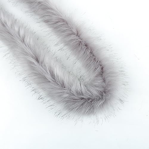 1 Stück Kunstfell Bordüre,Kunstpelz Kunstfell Band Pelzige Streifen Furry Faux Precut Strips Kunstpelzband Dekoband Plüsch Trim für Kranz Kleidung Schleifen Basteln Nähen,Hellgrau,8-10 cm x 1 m von Blausky