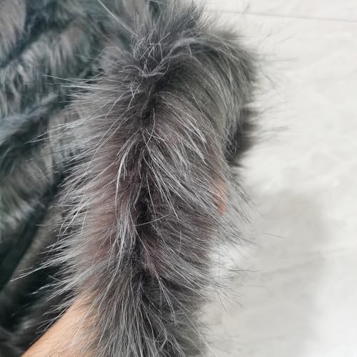 1 Stück Kunstfell Bordüre,Kunstpelz Kunstfell Band Pelzige Streifen Furry Faux Precut Strips Kunstpelzband Dekoband Plüsch Trim für Kranz Kleidung Schleifen Basteln Nähen,Schwarzgrau,8-10 cm x 1 m von Blausky