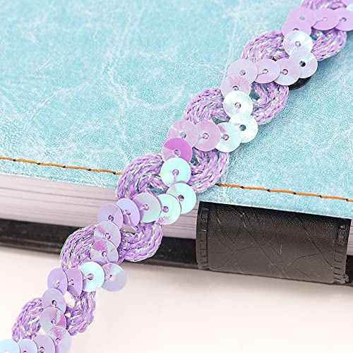 1.5cm x 15m Glitzer Pailletten Spitzenband Gewelltes Paillettenband Spitzenborte Dekoband Zierband Borten Bänder Trim Bortenband Glitzer Borte zum Nähen für DIY Kleid verschönern Stirnband,Violett von Blausky