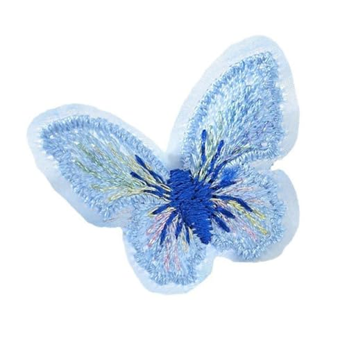 10 Stück 3.5 cm Schmetterlings Applikation,Mini Stoffaufnäher Patches Bunte Butterfly Flicken Reparaturflicken Bestickte Aufnäher Embroidered Patch für DIY Basteln,Kleidung,Blau von Blausky