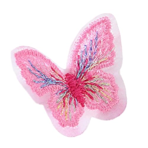 10 Stück 3.5 cm Schmetterlings Applikation,Mini Stoffaufnäher Patches Bunte Butterfly Flicken Reparaturflicken Bestickte Aufnäher Embroidered Patch für DIY Basteln,Kleidung,Dunkelrosa von Blausky