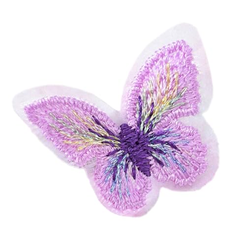 10 Stück 3.5 cm Schmetterlings Applikation,Mini Stoffaufnäher Patches Bunte Butterfly Flicken Reparaturflicken Bestickte Aufnäher Embroidered Patch für DIY Basteln,Kleidung,Dunkelviolett von Blausky