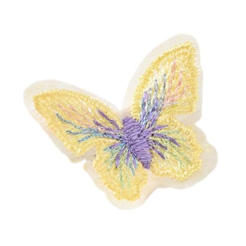 10 Stück 3.5 cm Schmetterlings Applikation,Mini Stoffaufnäher Patches Bunte Butterfly Flicken Reparaturflicken Bestickte Aufnäher Embroidered Patch für DIY Basteln,Kleidung,Gelb von Blausky