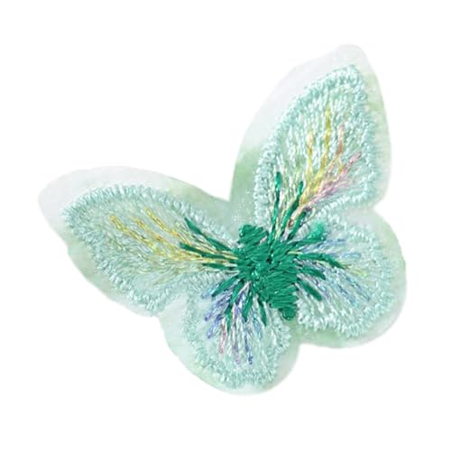 10 Stück 3.5 cm Schmetterlings Applikation,Mini Stoffaufnäher Patches Bunte Butterfly Flicken Reparaturflicken Bestickte Aufnäher Embroidered Patch für DIY Basteln,Kleidung,Grün von Blausky