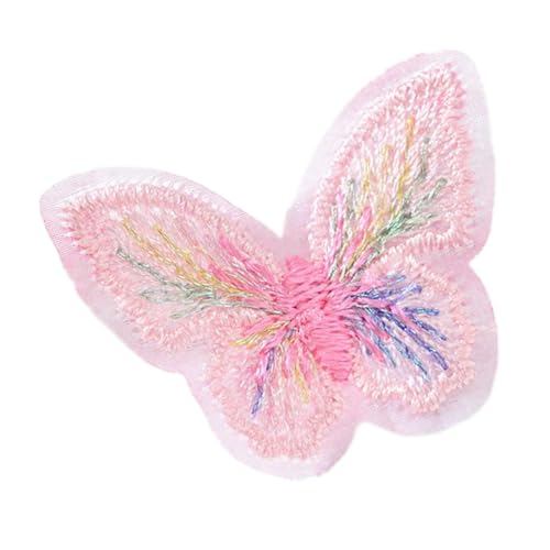 10 Stück 3.5 cm Schmetterlings Applikation,Mini Stoffaufnäher Patches Bunte Butterfly Flicken Reparaturflicken Bestickte Aufnäher Embroidered Patch für DIY Basteln,Kleidung,Rosa von Blausky