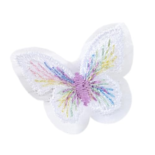 10 Stück 3.5 cm Schmetterlings Applikation,Mini Stoffaufnäher Patches Bunte Butterfly Flicken Reparaturflicken Bestickte Aufnäher Embroidered Patch für DIY Basteln,Kleidung,Weiß von Blausky