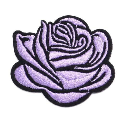 10 Stück 4.7 x 4.2 cm Blumen Applikation,Bestickte Aufnäher,Bunte Rosen Bügelflicken Reparaturflicken,Bestickte Flicken,Blumen DIY-Aufnäher für Jeans Jacken Hosen Rucksäcke Kleidung,Hellrosa von Blausky